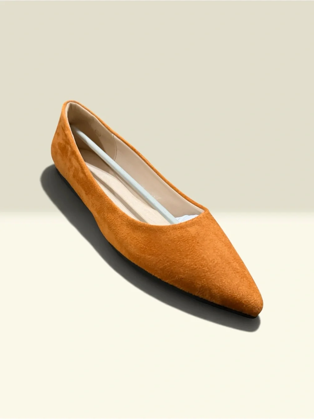 Pointed Toe Orange Suede Women's Flat